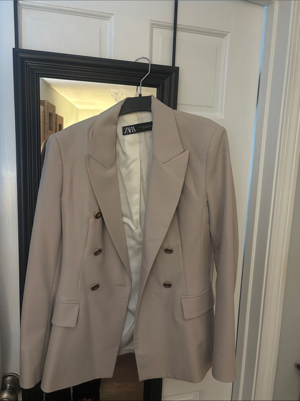 Zara Double-Breasted Taupe Blazer